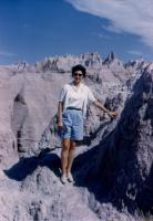 August, 1959. University of Iowa Western Trip (see below), Badlands South Dakota - Barbara Jean (Lowing) Brink S. Dakota (Badlands, Mount Rushmore), Wyoming (Devil's Tower, Yellowstone, Tetons), Utah,