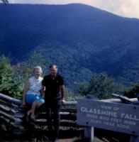 1961. (Cora) Doris (De Neff) Lowing (Mom) and Harold Crandal Lowing (Dad) at Glassmine Falls on the Blue Ridge Parkway in North Carolina