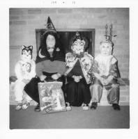 Halloween, 1969. Irwin Jay Brink Residence - 721 Lugers road, Holland, Michigan. Left to Right ; Mary Lynne Brink, Jeanne Marie Brink, Anne Renee Brink, Robert Lowing Brink