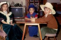 December 1969 - Dress up. Anne Renee Brink, Mary Lynne Brink, Robert Lowing Brink at Harold C. Lowing Farm - 3695 Bauer road, Jenison, Michigan.