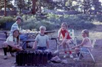 July, 1972. Camp. Rocky Mounain National Park (Colorado). Jeanne Marie Brink, Barbara Jean (Lowing) Brink, Robert Lowing Brink, Anne Renee Brink, Mary Lynne Brink