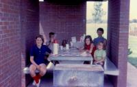July, 1972. Lunch along I-80 in Nebraska. Jeanne Marie Brink, Robert Lowing Brink, Anne Renee Brink, Barbara Jean (Lowing) Brink, Mary Lynne Brink
