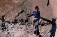 Sept. 1975. Robert Lowing Brink - petroglyphs - Tsankawi, Bandelier National Monument, New Mexico.