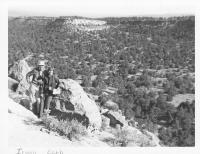 Sept. 1975. Tsankawi Ruins, Bandelier National Monument, New Mexico. Barbara Jean (Lowing) Brink and Irwin Jay Brink